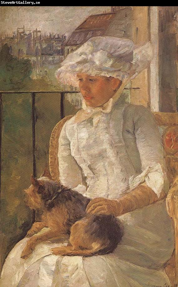 Mary Cassatt Susan hoding the dog in balcony